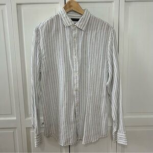 Banana Republic slim-fit 100% linen striped down shirt L